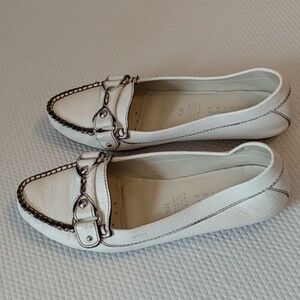 Geox White Leather Loafers